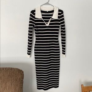 Chic Striped Long Sleeve Dress